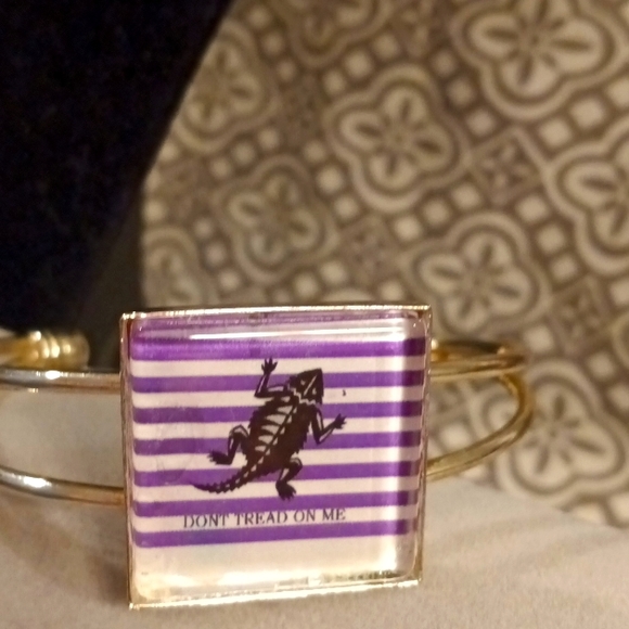 TCU Horned Frog silver bangle bracelet "Don't tread on me" custom made pe… - Picture 3 of 8